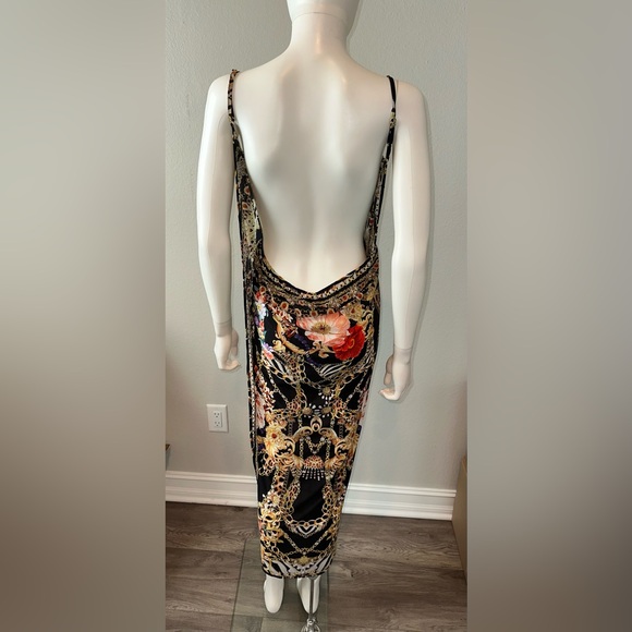 CAMILLA “A Night in the 90s” black print sarong with straps coverup dress S - Picture 8 of 10